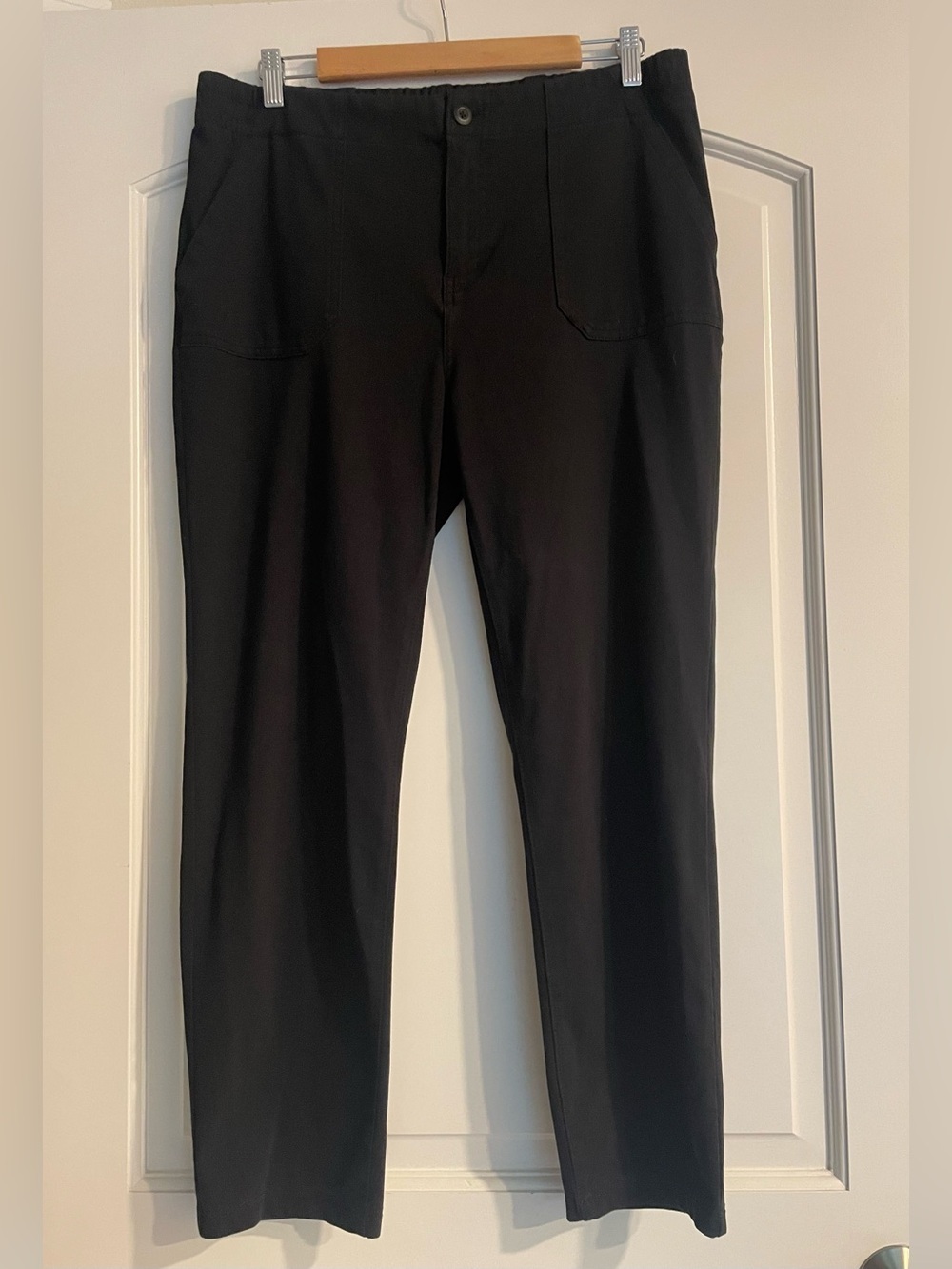 32 HEAT Women's Black Solid Ankle Casual Pants Stretch Pockets Size M